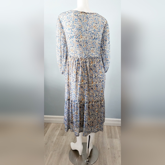 [X, 1X & 3X] DEX Plus Paisley Boho 3/4 Sleeve Midi Dress - Picture 2 of 14